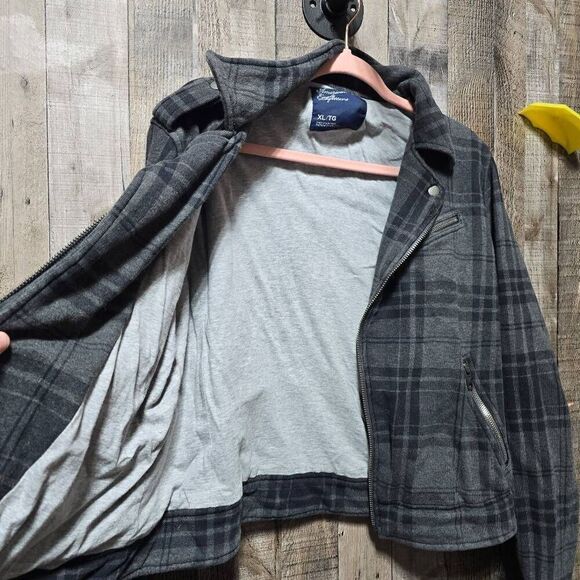 American Eagle Vintage Y2K Grey Plaid Jacket - Picture 3 of 5